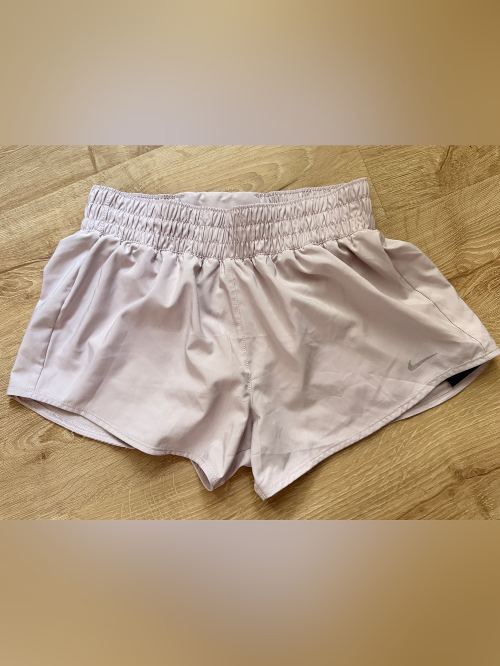 Nike Women's Light Mauve Athletic DriFit Running Shorts with Elastic Waist